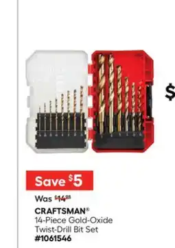 Lowe's 14-Piece Gold-Oxide Twist-Drill Bit Set offer