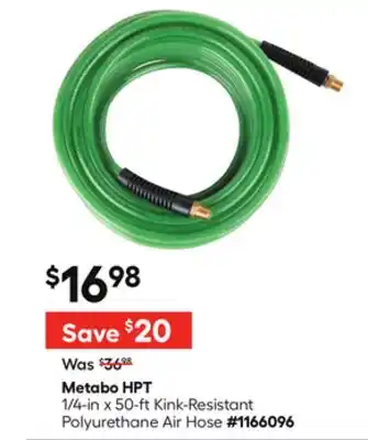 Lowe's Metabo HPT 1/4-in x 50-ft Kink-Resistant Polyurethane Air Hose offer