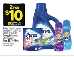 Dollar General Purex Liquid Laundry Detergent 57 Load or Pacs or Snuggle Crystals offer