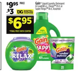Dollar General Gain Liquid Laundry Detergent, Flings! or Super Flings! offer