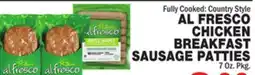 Bravo Supermarkets AL FRESCO CHICKEN BREAKFAST SAUSAGE PATTIES offer