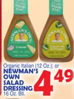 Bravo Supermarkets NEWMAN'S OWN SALAD DRESSING 16 Oz. Btl offer