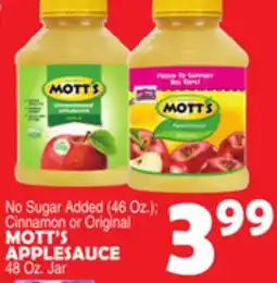 Bravo Supermarkets MOTT'S APPLESAUCE 48 Oz. Jar offer