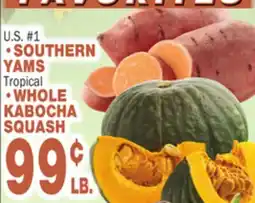Bravo Supermarkets SOUTHERN YAMS, WHOLE KABOCHA SQUASH offer