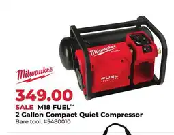 Runnings Milwaukee M18 FUEL 2 Gallon Compact Quiet Compressor offer