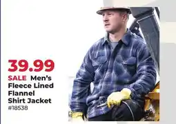 Runnings Men's Fleece Lined Flannel Shirt Jacket offer