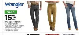 Fleet Farm Wrangler Denim for the Family offer