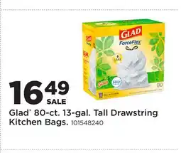 Fleet Farm Glad 80-ct. 13-gal. Tall Drawstring Kitchen Bags offer