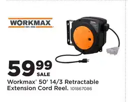 Fleet Farm Workmax 50' 14/3 Retractable Extension Cord Reel offer