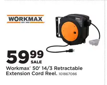 Fleet Farm Workmax 50' 14/3 Retractable Extension Cord Reel offer
