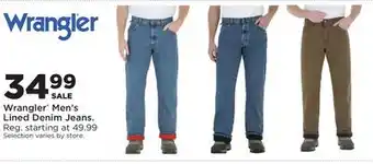 Fleet Farm Wrangler Men's Lined Denim Jeans offer