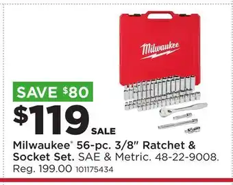 Fleet Farm Milwaukee 56-pc. 3/8 Ratchet & Socket Set offer