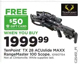 Fleet Farm TenPoint TX 28 ACUslide MAXX RangeMaster 100 Scope offer