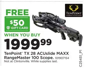 Fleet Farm TenPoint TX 28 ACUslide MAXX RangeMaster 100 Scope offer