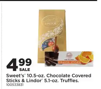 Fleet Farm Sweet's 10.5-oz. Chocolate Covered Sticks & Lindor 5.1-oz. Truffles offer