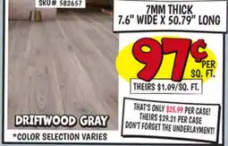 Ollie's LAMINATE FLOORING 7MM THICK 7.6 WIDE X 50.79 LONG offer
