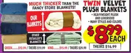 Ollie's TWIN VELVET PLUSH BLANKETS offer