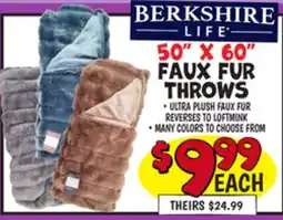 Ollie's BERKSHIRE 50 X 60 FAUX FUR THROWS offer