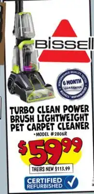 Ollie's BISSEL TURBO CLEAN POWER BRUSH LIGHTWEIGHT PET CARPET CLEANER offer