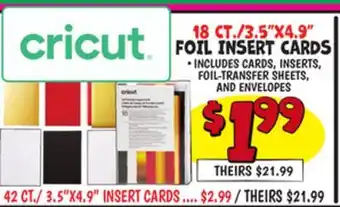 Ollie's CRICUT FOIL INSERT CARDS offer