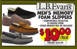 Ollie's L.B.EVANS MEN'S MEMORY FOAM SLIPPERS offer