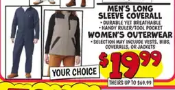 Ollie's MEN'S LONG SLEEVE COVERALL offer