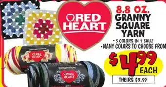 Ollie's RED HEART 8.8 OZ. GRANNY SQUARE YARN offer
