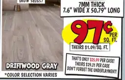 Ollie's DRIFTWOOD GRAY 7MM THICK 7.6 WIDE X 50.79 LONG offer