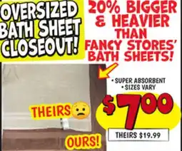 Ollie's 20% BIGGER & HEAVIER THAN FANCY STORES' BATH SHEETS! offer