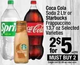Super King Markets Coca Cola Soda or Starbucks Frappuccino offer
