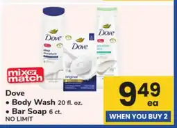 ACME Dove • Body Wash 20 fl. oz. • Bar Soap 6 ct offer