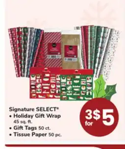 ACME Signature SELECT , Holiday Gift Wrap 45 sq. ft., Gift Tags 50 ct., Tissue Paper 50 pc offer