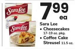 ACME Sara Lee Cheesecakes 17-19 oz. pkg. Coffee Cake Streusel 11.5 oz offer