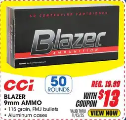 Big 5 CCI Blazer 9MM Ammunition offer