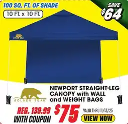 Big 5 Golden Bear Newport 10'x10' Straight-Leg Canopy with Wall offer