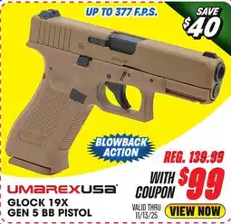 Big 5 Umarex Glock 19X Gen 5 BB Pistol offer