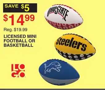 Dunham's Sports LICENSED MINI FOOTBALL OR BASKETBALL offer