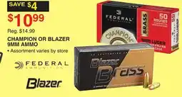 Dunham's Sports CHAMPION OR BLAZER 9MM AMMO offer