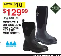 Dunham's Sports MEN'S TALL OR WOMEN'S MID CHORE CLASSIC MUD BOOTS offer