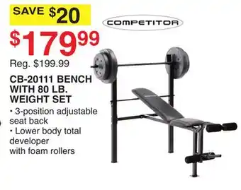 Dunham's Sports CB-20111 BENCH WITH 80 LB. WEIGHT SET offer