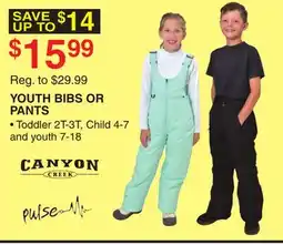 Dunham's Sports YOUTH BIBS OR PANTS offer