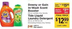 ShopRite Downy or Gain In-Wash Scent Booster / Tide Liquid Laundry Detergent offer