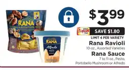 ShopRite Rana Ravioli / Rana Sauce offer