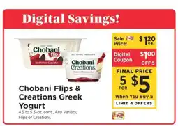 ShopRite Chobani Flips & Creations Greek Yogurt offer