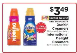 ShopRite Dunkin Creamers / International Delight Creamers offer