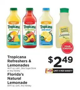 ShopRite Tropicana Refreshers & Lemonades, Florida's Natural Lemonade offer