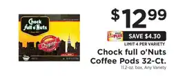 ShopRite Chock full o’Nuts Coffee Pods 32-Ct offer