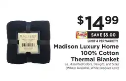 ShopRite Madison Luxury Home 100% Cotton Thermal Blanket offer