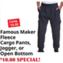 Ocean State Job Lot Fleece Cargo Pants, Jogger, or Open Bottom offer