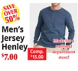 Ocean State Job Lot Men's Jersey Henley offer